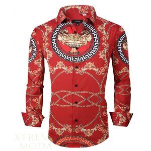 Mens Printed Fashion Shirt Medium EUC